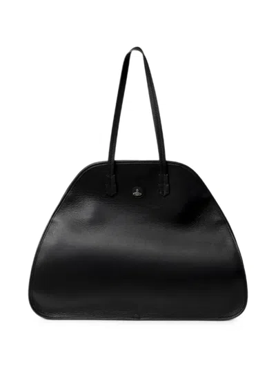 Vivienne Westwood Large Yasmina Arched Leather Shoulder Bag In Black