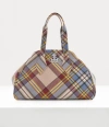 Vivienne Westwood Large Yasmine Handbag Nubuck Tartan Mc-haze In Mc-haze