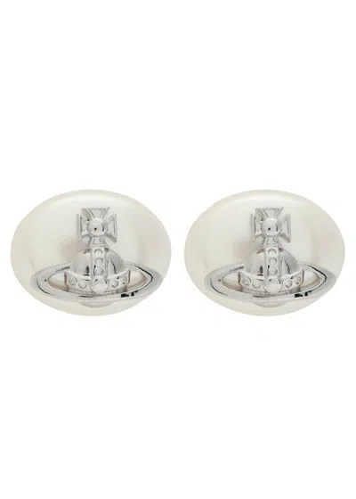 Vivienne Westwood Lavinia Faux Pearl-embellished Stud Earrings In Silver