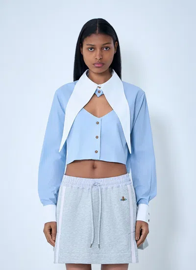 Vivienne Westwood Layered Collar Crop Shirt In Blue