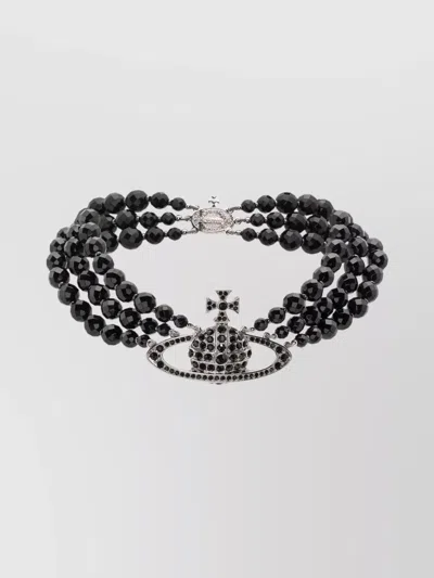VIVIENNE WESTWOOD LAYERED CRYSTAL BEAD CHAIN NECKLACE