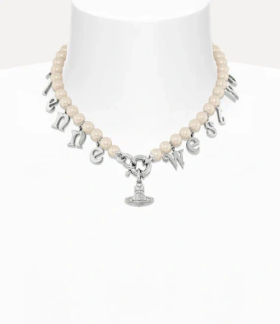 Vivienne Westwood Leanne Necklace Platinum-light-creamrose-pearl Platinum-light-creamrose-pearl Women In Metallic