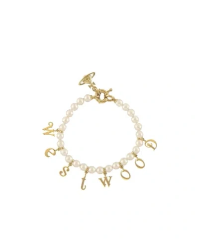 Vivienne Westwood Leanne Twin Beaded Bracelets In White