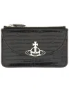 Vivienne Westwood Crocodile Texture Purses And Cardholders Collection In Black