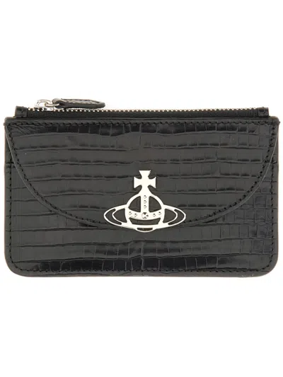 Vivienne Westwood Leather Card Holder In Black