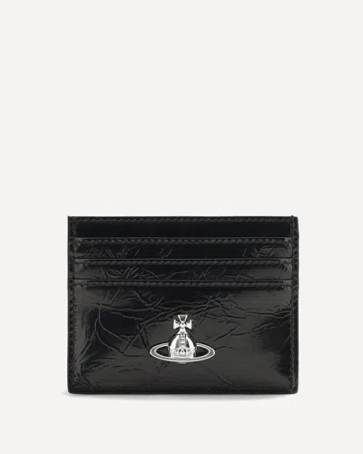 Vivienne Westwood Leather Card Holder With Orb Logo In Black