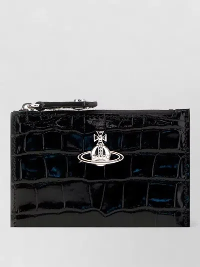 Vivienne Westwood Leather Coin Clutch Bag Crocodile Texture