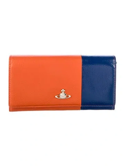 Pre-owned Vivienne Westwood Leather Colorblock Pattern Continental Wallet In Multi