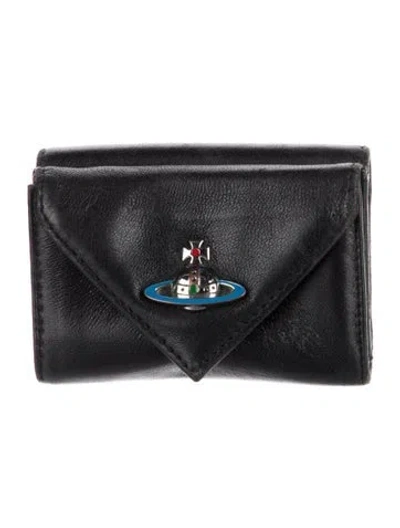 Pre-owned Vivienne Westwood Leather Compact Wallet In Black