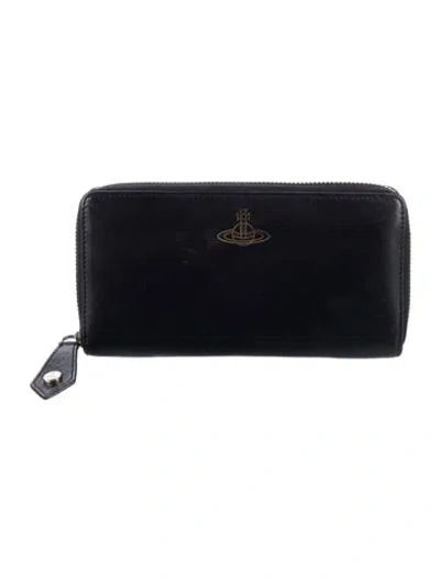 Pre-owned Vivienne Westwood Leather Continental Wallet In Black