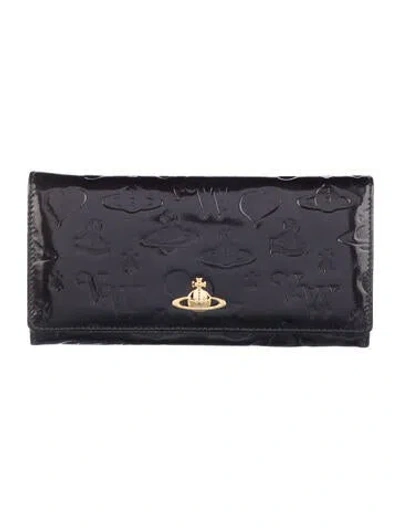 Pre-owned Vivienne Westwood Leather Continental Wallet In Black