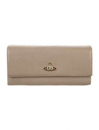Pre-owned Vivienne Westwood Leather Continental Wallet In Gold/neutrals