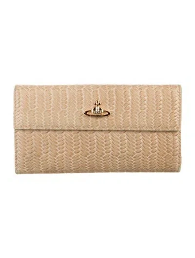 Pre-owned Vivienne Westwood Leather Continental Wallet In Neutral
