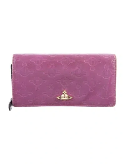 Pre-owned Vivienne Westwood Leather Continental Wallet In Purple