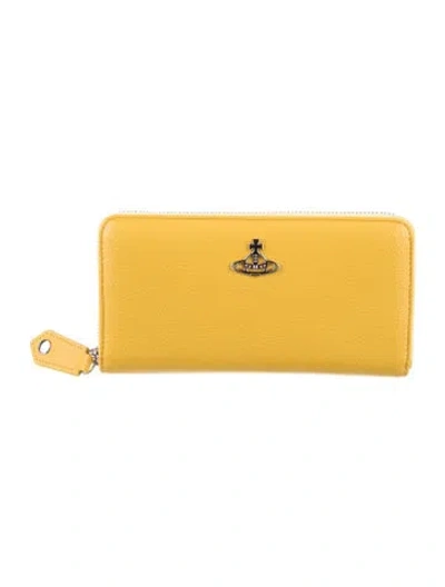 Pre-owned Vivienne Westwood Leather Continental Wallet In Yellow