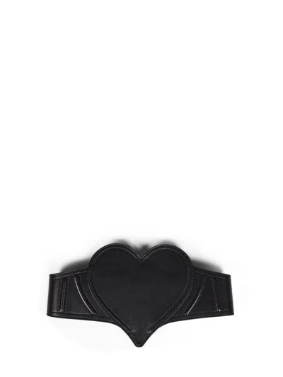 Vivienne Westwood Leather Heart Corset Belt In Green