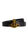 Vivienne Westwood Leather Line Orb Buckle Belt In Black