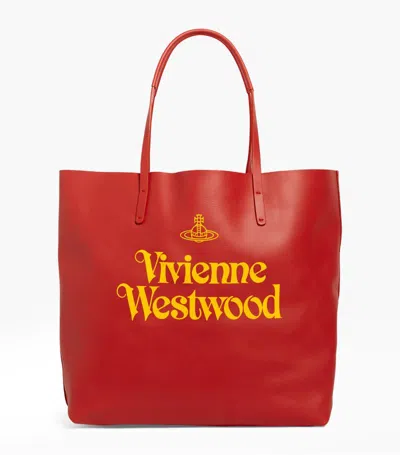 Vivienne Westwood Leather Logo Tote Bag In Multi