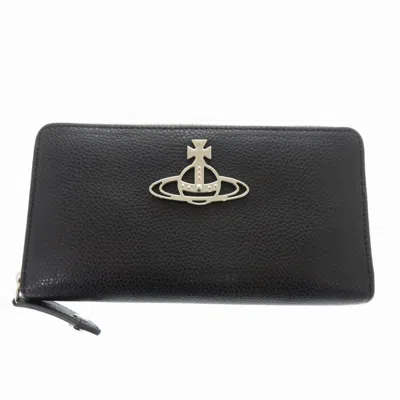 Pre-owned Vivienne Westwood Leather Long Wallet (bi-fold) () In Black