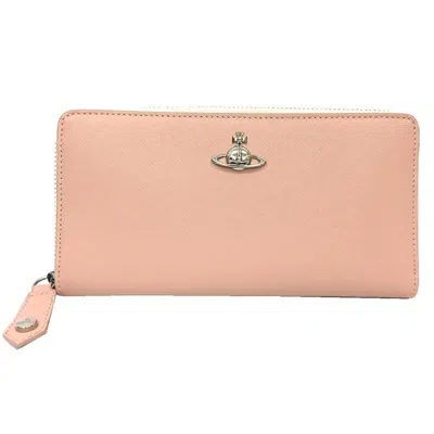 Pre-owned Vivienne Westwood Leather Long Wallet (bi-fold) () In Pink