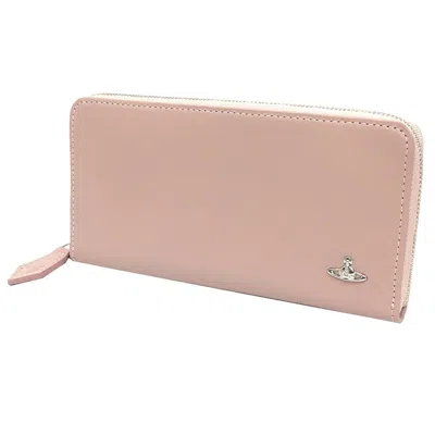Pre-owned Vivienne Westwood Leather Long Wallet (bi-fold) () In Pink