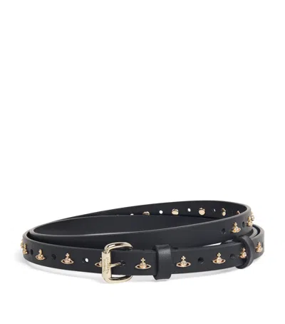Vivienne Westwood Leather Mini Orb Alex Belt In Black