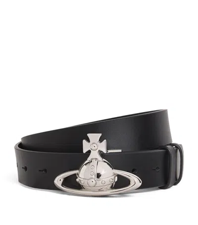 Vivienne Westwood Leather Orb Belt In Black