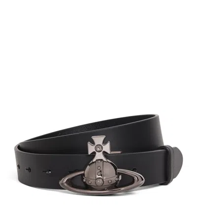 Vivienne Westwood Leather Orb Belt In Black
