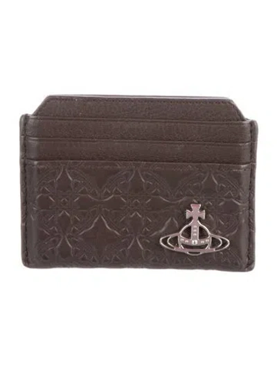 Pre-owned Vivienne Westwood Leather Patterned Card Holder In Brown