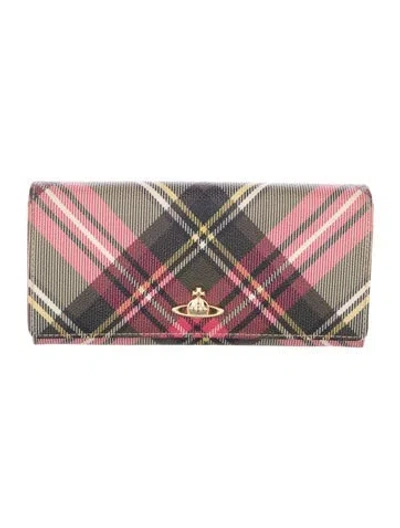 Pre-owned Vivienne Westwood Leather Plaid Print Continental Wallet