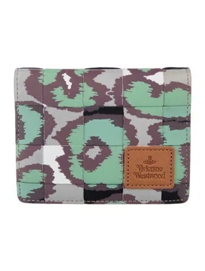 Pre-owned Vivienne Westwood Leather Printed Wallet In Green