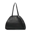 Vivienne Westwood Buckle Leather Shoulder Bag With Curved Silhouette In Black