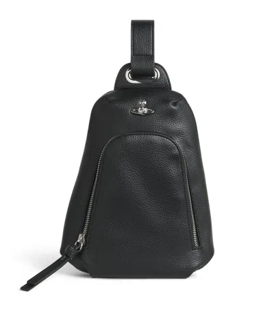 Vivienne Westwood Leather Sling Cross-body Bag In Black