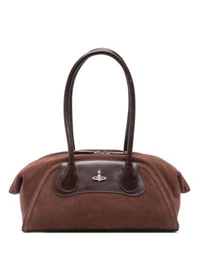 Vivienne Westwood Leather-trimmed Tote Bag In Brown