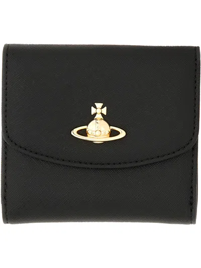 Vivienne Westwood Small Flap Purse Wallet In Black