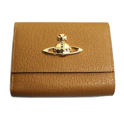Pre-owned Vivienne Westwood Leather Wallet (tri-fold) () In Brown