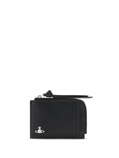 Vivienne Westwood Leather Zip Card Holder Card Case In Black