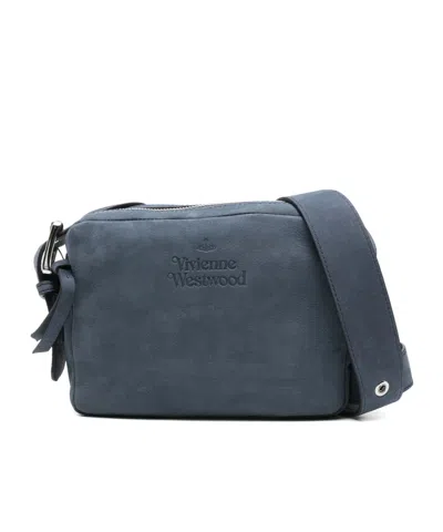 Vivienne Westwood Leather Zip-fastening Crossbody Bag In Black