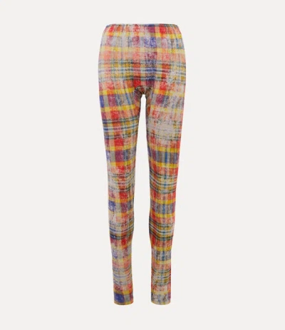 Vivienne Westwood Leggings Print Fluid Jersey Distressed-tartan Xl Unisex In Multi