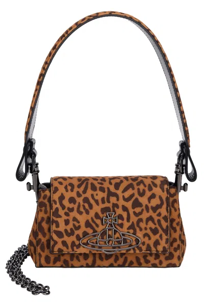 Vivienne Westwood Leopard Print Sheep Fur Shoulder Bag In Brown