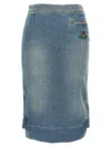 Vivienne Westwood Organic Cotton Denim Midi Skirt With Asymmetric Hem In Light Blue