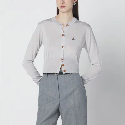 Vivienne Westwood Light Grey Cropped Wool And Silk Cardigan In Gray