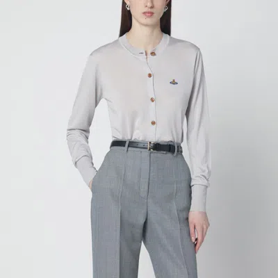 Vivienne Westwood Logo Embroidered Knitted Cardigan In Gray
