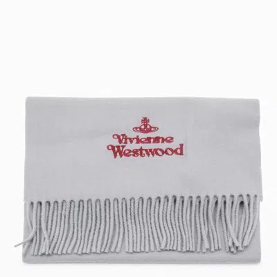 Vivienne Westwood Light Grey Wool Scarf In Gray