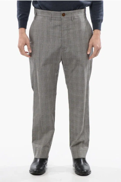 Vivienne Westwood Lightweight Cotton Cruise Pants With Prince Of Wales Motif In Gray