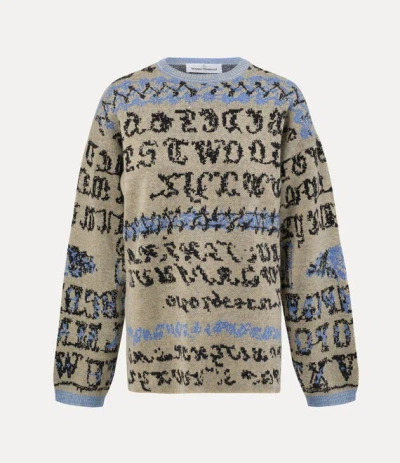 Vivienne Westwood Lili Jumper Hemp Wo Mohair Blend Blue-tapestry M/l Unisex In Multi