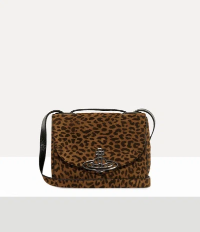 Vivienne Westwood Linda Crossbody Printed Suede Leopard In Brown