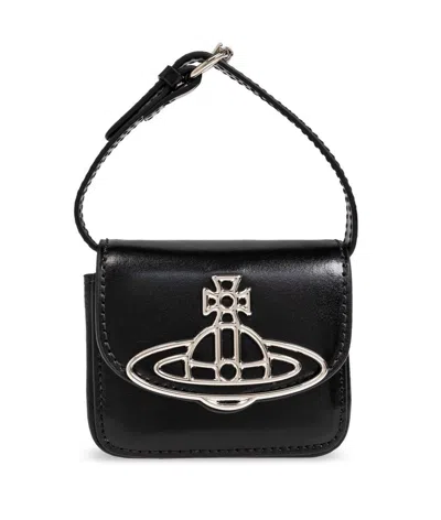 Vivienne Westwood Rectangular Leather Crossbody Bag With Metallic Emblem In White