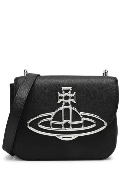 Vivienne Westwood Linda Saffiano Leather Cross-body Bag In Black