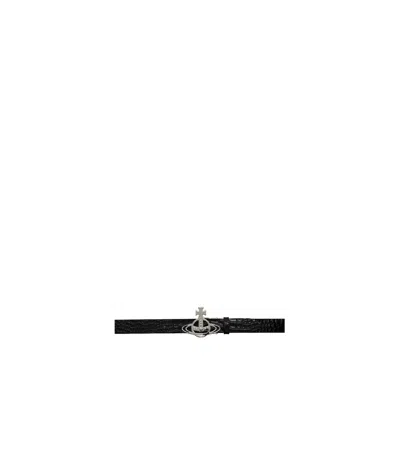 Vivienne Westwood Line Orb Buckle Belt In Black